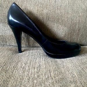 Marc Fisher Black Leather RED BOTTOMS platform pumps
